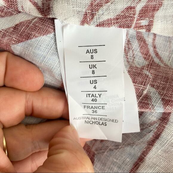 NICHOLAS Linda Linen Dress in Mocha Etched Floral Size US 4 - Picture 12 of 13